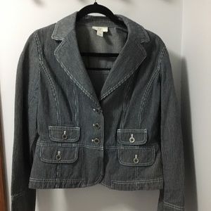 Blue and white striped jacket